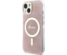 Apple iPhone 13 / 14 / 15 Guess dėklas IML 4G MagSafe (GUHMP15SH4STP) rožinės spalvos