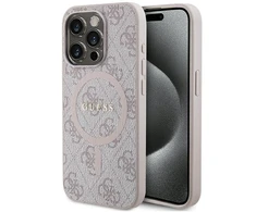 Guess GUHMP15XG4GFRP Apple iPhone 15 Pro Max 6.7" rožinės spalvos harddėklas 4G Collection Leather Metal Logo Mag