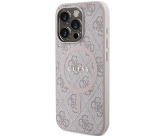 Guess GUHMP15XG4GFRP Apple iPhone 15 Pro Max 6.7" rožinės spalvos harddėklas 4G Collection Leather Metal Logo Mag