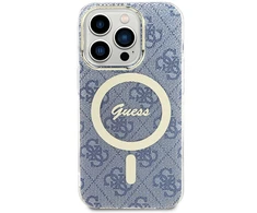 Apple iPhone 15 Pro Max Guess dėklas IML 4G MagSafe (GUHMP15XH4STB) mėlynos spalvos