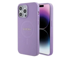 Dėklas GUESS GUHMP15XPSAHMCU IPHONE 15 PRO MAX 6.7 "PURPLE/PURPLE HARDCASE SAFFIANO MAGSAFE