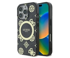 Guess GUHMP16LH4PYEEK Apple iPhone 16 Pro 6.3" dėklas telefonui juodos spalvos IML Peony On 4G Background MagSafe
