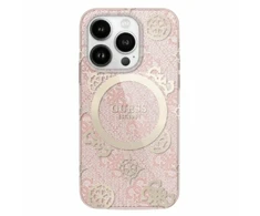 Guess GUHMP16LH4PYEEP Apple iPhone 16 Pro 6.3" dėklas telefonui rožinės spalvos IML Peony On 4G Background MagSafe