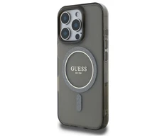 Guess GUHMP16LHFGEREK Apple iPhone 16 Pro 6.3" dėklas telefonui juodos spalvos IML Glitter Circle MagSafe