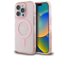 Apple iPhone 16 Pro Guess IML Glitter Circle MagSafe (GUHMP16LHFGEREP) dėklas telefonui rožinės spalvos