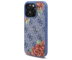 Guess GUHMP16LP4ROPEMCB Apple iPhone 16 Pro 6.3" dėklas telefonui mėlynos spalvos 4G Flowers Print MagSafe