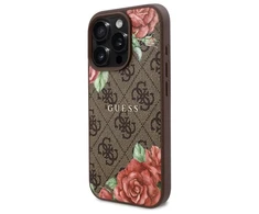 Guess GUHMP16LP4ROPEMCW Apple iPhone 16 Pro 6.3" dėklas telefonui rudos spalvos 4G Flowers Print MagSafe