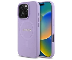 Guess GUHMP16LPSAHMCU Apple iPhone 16 Pro 6.3" dėklas telefonui violetinės spalvos Saffiano MagSafe