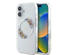 Apple iPhone 16 Plus Guess IML Flowers Wreath MagSafe (GUHMP16MHFWFCT) dėklas telefonui skaidrus