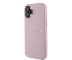 Guess Grained Gold Ring MagSafe Apple iPhone 16 Plus - dėklas telefonui rožinės spalvos