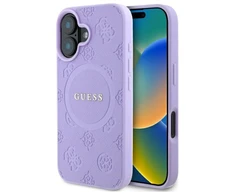 Guess GUHMP16MPSAPSMEU Apple iPhone 16 Plus 6.7" dėklas telefonui violetinės spalvos Saffiano Peony Classic Logo MagSafe