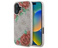Guess GUHMP16SP4ROPEMCP Apple iPhone 16 6.1" dėklas telefonui rožinės spalvos 4G Flowers Print MagSafe