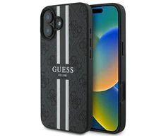 Guess GUHMP16SP4RPSK Apple iPhone 16 6.1" dėklas telefonui juodos spalvos 4G Printed Stripes MagSafe