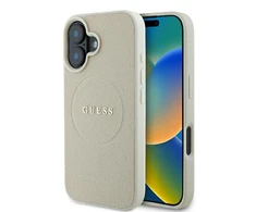 Guess Grained Ring MagSafe Apple iPhone 16 - dėklas telefonui rudos spalvos