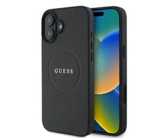 Apple iPhone 16 Guess Grained Gold Ring MagSafe (GUHMP16SPGHSMMK) dėklas telefonui juodos spalvos