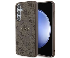 Samsung Galaxy S24 Plus Guess dėklas 4G Collection odinis Metal Logo MagSafe (GUHMS24MG4GFRW) rudos spalvos