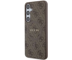 Samsung Galaxy S24 Plus Guess dėklas 4G Collection odinis Metal Logo MagSafe (GUHMS24MG4GFRW) rudos spalvos