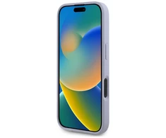 Guess Hot Stamp 4G Pattern Triangle Metal Logo Apple iPhone 16 dėklas telefonui violetinės spalvos