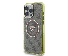 Guess IML 4G Glitter and Triangle Logo MagSafe Apple iPhone 16 Pro dėklas telefonui rudos spalvos