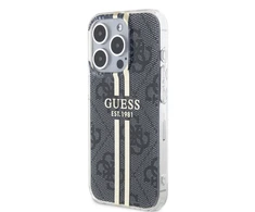 Dėklas GUESS GUHCP15LH4SGK IPHONE 15 PRO 6.1 "Juodas/Juodas HARDCASE IML 4G GOLD STRIPE