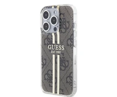 Dėklas GUESS GUHCP15LH4SGW IPHONE 15 PRO 6.1 "BROWN/BROWN HARDCASE IML 4G GOLD STRIPE
