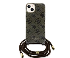 Apple iPhone 13 / 14 / 15 Guess dėklas Crossbody Cord 4G Print (GUHCP15SHC4SEW) rudos spalvos