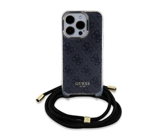 Apple iPhone 15 Pro Guess dėklas Crossbody Cord 4G Print (GUHCP15LHC4SEK) juodos spalvos
