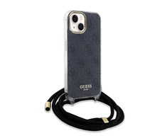 Dėklas GUESS GUHCP15SHC4SEK IPHONE 15/14/13 6.1 "Juodas / Juodas HARDCASE CROSSBODY CORD 4G PRINT