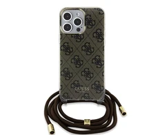 Dėklas GUESS GUHCP15XHC4SEW IPHONE 15 PRO MAX 6.7 "BROWN/BROWN HARDCASE CROSSBODY CORD 4G PRINT