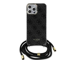 Dėklas GUESS GUHCP15XHC4SEK IPHONE 15 PRO MAX 6.7 "Juodas/Juodas HARDCASE CROSSBODY CORD 4G PRINT