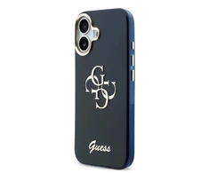 Guess IML 4G Script Metal Logo dėklas skirtas iPhone 17 Mėlyna