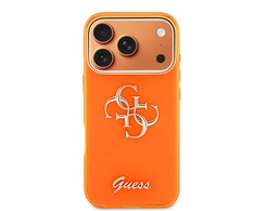 Guess IML 4G Script Metal Logo dėklas skirtas Apple iPhone 17 Pro Oranžinis