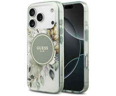 „Guess IML Flower &amp; Tonal Circle“ „MagSafe“ dėklas, skirtas „iPhone 17 Pro“ - žalias