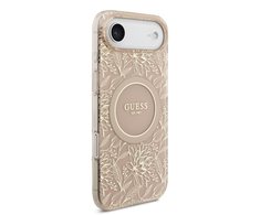 Guess IML Flowers Allover Strap MagSafe dėklas skirtas Apple iPhone Air rožinės spalvos