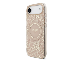 Guess IML Flowers Allover Strap MagSafe dėklas skirtas Apple iPhone Air rožinės spalvos