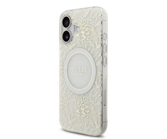Guess IML Flowers Allover virvelė MagSafe dėklas skirtas Apple iPhone 17 baltos spalvos