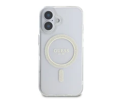 Guess IML Glitter Ring MagSafe Apple iPhone 16 Plus dėklas telefonui skaidrus