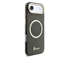 Guess IML Glitter Script Strap MagSafe dėklas skirtas iPhone Air Juodas