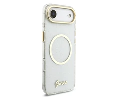 Guess IML Glitter Script Strap MagSafe dėklas skirtas iPhone Air Transparent