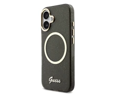 Guess IML Glitter Script Strap MagSafe dėklas skirtas iPhone 17 Juodas
