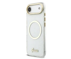 Guess IML Glitter Script Strap MagSafe dėklas skirtas iPhone Air Transparent