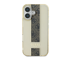 Guess IML Middle 4G Stripe Apple iPhone 16 dėklas telefonui rudos spalvos