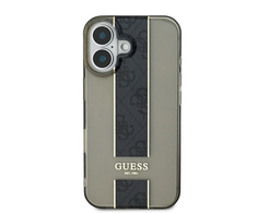 Guess IML Middle 4G Stripe Apple iPhone 16 dėklas telefonui juodos spalvos