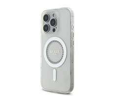 Guess GUHMP16XPFTDTEH Apple iPhone 16 Pro Max 6.9" baltos spalvos kietas dėklas IML Rhinestones MagSafe