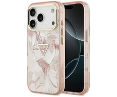 Guess Jungle Tonal Triangle MagSafe dėklas skirtas Apple iPhone 17 Pro Max rožinės spalvos