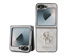 Guess PU 4G Metal Logo Samsung Galaxy Z Flip6 dėklas telefonui rožinės spalvos