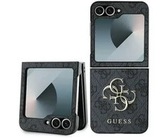 Guess PU 4G Metal Logo Samsung Galaxy Z Flip6 dėklas telefonui pilkos spalvos
