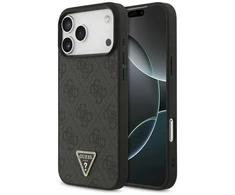 Original dėklas GUESS Leather 4G Triangle Strass MagSafe skirtas Apple iPhone 17 Pro Max juodos spalvos