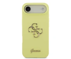 Guess Liquid Silicone 4G Metal Logo dėklas skirtas Apple iPhone 17 Air geltonos spalvos
