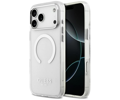 Guess Metal Outline MagSafe dėklas skirtas Apple iPhone 17 Pro Max sidabro spalvos